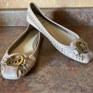 Michael Michael Kors Size 6.5 burnished tan leather slip on moccasins